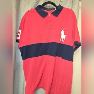Ralph Lauren  Slim Fit Red and Navy Polo